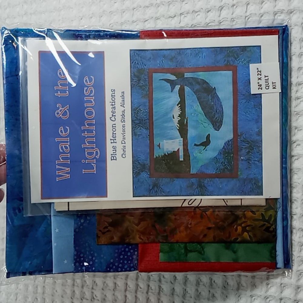 Blue Heron Creations Whale & the Lighthouse Quilt Kit - Blue and Red 24" x 22"